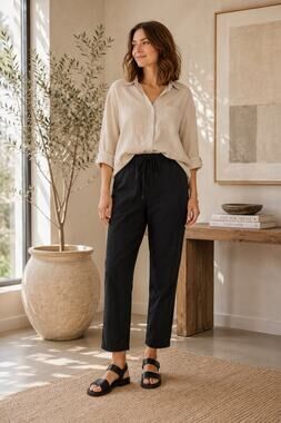 Eileen Fisher Organic Cotton Pull-On Pants XS Black
